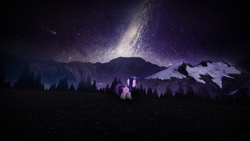 Size: 1920x1080 | Tagged: safe, artist:minhbuinhat99, derpibooru import, twilight sparkle, unicorn, galaxy, magic, mountain, night, scenery, solo, stars, wallpaper