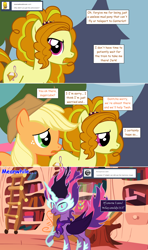 Size: 1280x2168 | Tagged: safe, artist:hakunohamikage, adagio dazzle, applejack, midnight sparkle, twilight sparkle, twilight sparkle (alicorn), alicorn, pony, equestria girls, ask, ask-princesssparkle, equestria girls ponified, golden oaks library, hoof shoes, ponified, possessed, tumblr