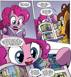 Size: 1013x1103 | Tagged: safe, artist:agnesgarbowska, idw, cheese sandwich, pinkie pie, earth pony, pony, spoiler:comic, spoiler:comicff34, comic, female, magical miasmo, male, mare, official comic, purple background, simple background, stallion