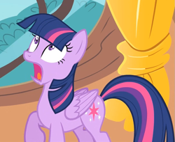 Size: 803x655 | Tagged: safe, derpibooru import, screencap, twilight sparkle, twilight sparkle (alicorn), alicorn, pony, missing horn, race swap, solo