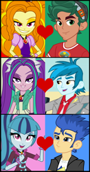 Size: 888x1696 | Tagged: safe, artist:themexicanpunisher, adagio dazzle, aria blaze, flash sentry, sonata dusk, thunderbass, timber spruce, equestria girls, female, male, senata, shipping, shipping domino, straight, the dazzlings, timberdazzle