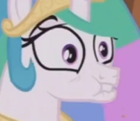 Size: 201x174 | Tagged: safe, screencap, princess celestia, alicorn, pony, a royal problem, cropped, faic, female, lip bite, mare, solo, wide eyes