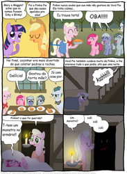 Size: 797x1086 | Tagged: safe, artist:kturtle, applejack, cloudy quartz, limestone pie, marble pie, pinkie pie, twilight sparkle, earth pony, pony, comic:the story of granny pie, comic, granny pie, pinkamena diane pie, portuguese, translation