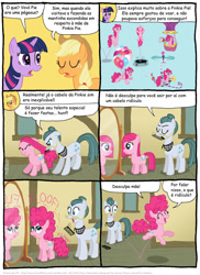 Size: 801x1100 | Tagged: safe, artist:kturtle, applejack, cloudy quartz, pinkie pie, twilight sparkle, earth pony, pony, comic:the story of granny pie, comic, portuguese, translation