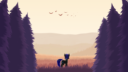 Size: 3840x2160 | Tagged: safe, artist:pollynia, derpibooru import, oc, oc only, oc:pixel shield, pony, unicorn, evening, forest, forest background, scenery, wallpaper