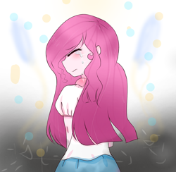 Size: 1256x1228 | Tagged: safe, artist:windymils, pinkie pie, human, clothes, crying, eyes closed, humanized, pinkamena diane pie, pony coloring, shirt, skirt, solo