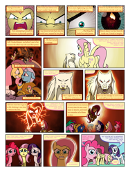 Size: 900x1200 | Tagged: safe, artist:arofatamahn, fluttershy, pinkie pie, rarity, oc, oc:nahmat, earth pony, pegasus, pony, unicorn, comic:the night the magic died, comic