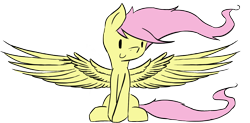 Size: 1646x812 | Tagged: safe, artist:fajnyziomal, fluttershy, pegasus, pony, smiling, solo, wings