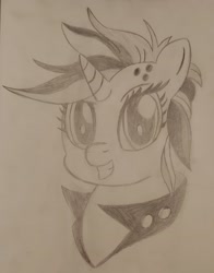 Size: 1978x2528 | Tagged: safe, artist:iffoundreturntorarity, rarity, pony, unicorn, alternate hairstyle, bust, pencil drawing, portrait, punk, raripunk, traditional art