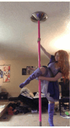 Size: 528x960 | Tagged: safe, artist:php79, adagio dazzle, human, equestria girls, rainbow rocks, animated, boots, clothes, cosplay, costume, gif, high heel boots, high heels, irl, irl human, moe, photo, pole dancing, shoes, skirt, stripper pole, upskirt