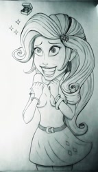Size: 893x1565 | Tagged: safe, artist:swordcat9, rarity, human, equestria girls, funny face, monochrome