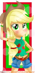 Size: 2300x4700 | Tagged: safe, artist:vixelzf, applejack, equestria girls, alternate costumes, belly button, bellyring, midriff, piercing, solo