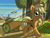 Size: 800x600 | Tagged: safe, artist:rangelost, applejack, earth pony, pony, apple, apple tree, bush, cart, cloud, cowboy hat, crepuscular rays, flower, food, hat, looking at you, pixel art, sky, smiling, solo, stetson, sweet apple acres, tree