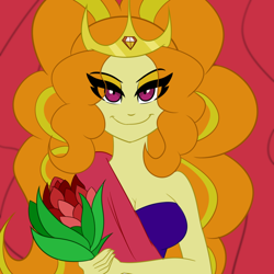 Size: 1000x1000 | Tagged: safe, artist:wubcakeva, adagio dazzle, equestria girls, breasts, cleavage, clothes, commission, crown, female, jewelry, looking at you, regalia, smiling, solo