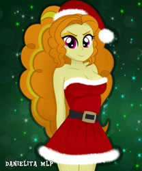 Size: 1024x1229 | Tagged: safe, artist:danielitamlp, adagio dazzle, equestria girls, rainbow rocks, bare shoulders, breasts, christmas, cleavage, clothes, female, holiday, sleeveless, smiling, solo, strapless