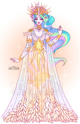 Size: 906x1400 | Tagged: safe, artist:flying-fox, princess celestia, human, beautiful, clothes, dress, humanized, solo