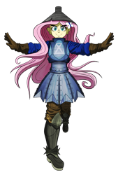 Size: 751x1108 | Tagged: safe, artist:pedantczepialski, fluttershy, oc, oc:zxinsanity, equestria girls, alternate costumes, alternate universe, clothes, equestria girls: the parody series, happy, simple background, smiling, solo, transparent background