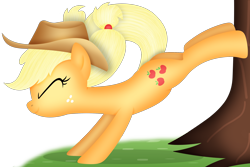 Size: 2400x1600 | Tagged: safe, artist:silberhase, applejack, earth pony, pony, applebucking, female, mare, solo