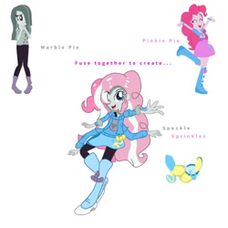 Size: 1000x1000 | Tagged: safe, artist:doraemonfan4life, marble pie, pinkie pie, equestria girls, balloon, boots, bracelet, clothes, equestria girls-ified, fusion, high heel boots, high heels, jewelry, multiple arms, skirt, socks