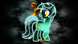 Size: 1920x1080 | Tagged: safe, artist:morningstar-1337, derpibooru import, edit, lyra heartstrings, cutie mark, neon, solo, space, vector, wallpaper, wallpaper edit