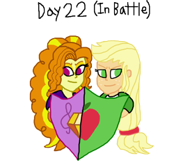 Size: 1800x1704 | Tagged: safe, artist:bigpurplemuppet99, adagio dazzle, applejack, equestria girls, dazzlejack, female, lesbian, shield, shipping