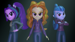 Size: 1920x1080 | Tagged: safe, artist:razethebeast, adagio dazzle, aria blaze, sonata dusk, equestria girls, rainbow rocks, 3d, clothes, female, hoodie, pants, source filmmaker, sweater, the dazzlings