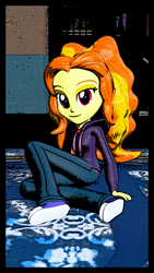 Size: 1080x1920 | Tagged: safe, artist:razethebeast, adagio dazzle, equestria girls, rainbow rocks, 3d, book, carpet, clothes, female, hoodie, pants, shelf, smiling, solo, source filmmaker