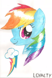 Size: 1535x2268 | Tagged: safe, artist:navigatoralligator, derpibooru import, rainbow dash, pegasus, pony, solo, traditional art