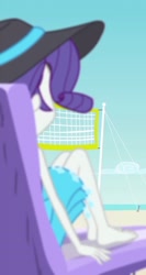 Size: 1116x2100 | Tagged: safe, screencap, rarity, better together, equestria girls, forgotten friendship, barefoot, beach, clothes, cropped, feet, hat, legs, sarong, solo, sun hat, swimsuit