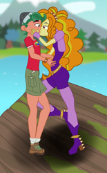 Size: 2012x3248 | Tagged: safe, artist:swinbop, adagio dazzle, timber spruce, equestria girls, anatomical horror, female, kissing, male, shipping, straight, timberdazzle