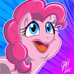 Size: 1500x1500 | Tagged: safe, artist:joshuadraws, pinkie pie, earth pony, pony, female, mare, pink coat, pink mane, simple background, solo