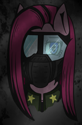 Size: 497x754 | Tagged: safe, artist:lazerblues, pinkie pie, earth pony, pony, gas mask, mask, pinkamena diane pie, solo