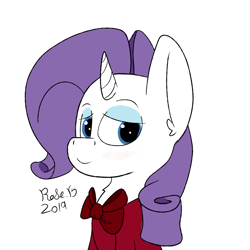 Size: 4500x4500 | Tagged: safe, artist:rosebush, rarity, pony, unicorn, absurd resolution, bow, clothes, female, grin, robe, smiling, solo