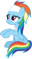 Size: 3000x5519 | Tagged: safe, artist:cloudyglow, artist:yanoda, derpibooru import, rainbow dash, pegasus, pony, spoiler:deep tissue memories, deep tissue memories, female, mare, simple background, solo, spa pony rainbow dash, transparent background, vector