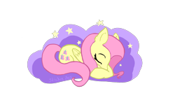 Size: 1280x768 | Tagged: safe, artist:spottyfreak, fluttershy, pegasus, pony, cloud, eyes closed, prone, simple background, sleeping, solo, stars, transparent background