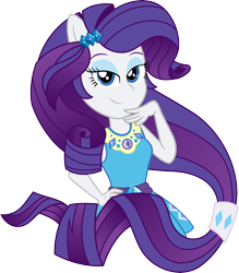 Size: 6539x7459 | Tagged: safe, artist:sugar-loop, rarity, better together, equestria girls, absurd resolution, clothes, female, geode of shielding, lidded eyes, looking at you, magical geodes, ponied up, pony ears, simple background, smiling, solo, transparent background