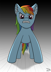 Size: 1429x2000 | Tagged: safe, artist:davinciwolf, derpibooru import, rainbow dash, pegasus, pony, angry, female, mare, solo