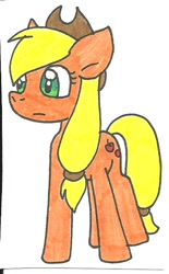 Size: 408x656 | Tagged: safe, artist:cmara, applejack, earth pony, pony, female, mare, solo, traditional art