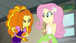 Size: 1280x716 | Tagged: safe, artist:bigpurplemuppet99, artist:cloudyglow, adagio dazzle, fluttershy, equestria girls, rainbow rocks, female, lesbian, shipping, shyagio