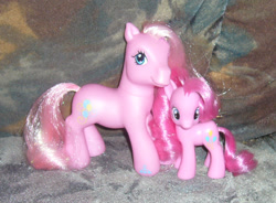 Size: 979x720 | Tagged: safe, artist:fizzy--love, pinkie pie, pinkie pie (g3), g3, brushable, generational ponidox, irl, photo, toy