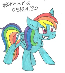 Size: 727x816 | Tagged: safe, artist:cmara, derpibooru import, rainbow dash, pegasus, pony, female, grin, mare, smiling, solo, traditional art