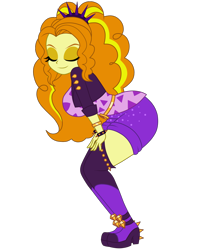 Size: 1700x2100 | Tagged: safe, artist:mashoart, adagio dazzle, better together, equestria girls, find the magic, adagiazonga dazzle, adagio dat-azzle, ass, breasts, butt, clothes, dancing, eyes closed, female, jacket, leather jacket, simple background, solo, spiked headband, spiked wristband, stupid sexy adagio dazzle, transparent background, wristband