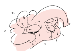 Size: 430x307 | Tagged: safe, artist:nobody, pinkie pie, earth pony, pony, colored sketch, monochrome, nervous, reaction image, solo, sweat