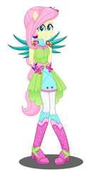 Size: 2816x5135 | Tagged: safe, artist:deannaphantom13, fluttershy, equestria girls, legend of everfree, absurd resolution, boots, clothes, crystal guardian, crystal wings, hasbro, hasbro studios, high heel boots, ponied up, simple background, solo, super ponied up, transparent background, vector, wings