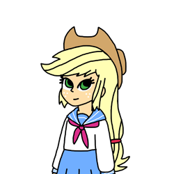 Size: 1900x1900 | Tagged: safe, artist:elmarcosluckydel96, applejack, equestria girls, sailor uniform, solo