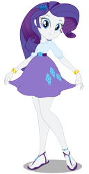 Size: 4500x8807 | Tagged: safe, artist:twilirity, rarity, human, equestria girls, absurd resolution, belt, bracelet, clothes, feet, jewelry, legs, looking at you, miniskirt, sandals, simple background, skirt, skirt pull, smiling, solo, toe ring, transparent background