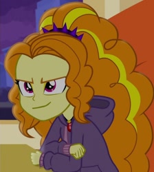 Size: 646x720 | Tagged: safe, edit, edited screencap, screencap, adagio dazzle, equestria girls, rainbow rocks, cropped, female, inverted mouth, smiling, solo