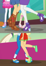 Size: 534x756 | Tagged: safe, derpibooru import, edit, edited screencap, screencap, applejack, rainbow dash, rarity, better together, equestria girls, rollercoaster of friendship, spring breakdown, clothes, feet, legs, pictures of legs, together