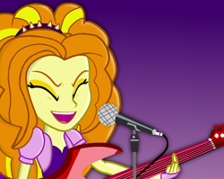 Size: 988x788 | Tagged: safe, artist:grapefruitface1, adagio dazzle, equestria girls, clothes, eyes closed, guitar, microphone, musician, singing, solo