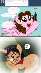 Size: 1236x2182 | Tagged: safe, artist:shinta-girl, oc, oc only, oc:shinta pony, ask, comic, open mouth, spanish, translated in the description, tumblr, uvula